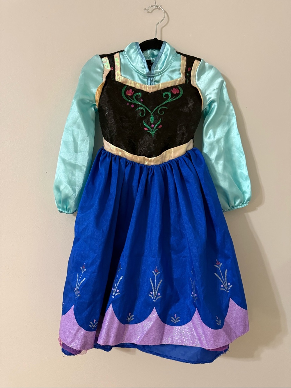 Disney Store Frozen Anna Dress Girls Size 4 Princess Costume Blue Black